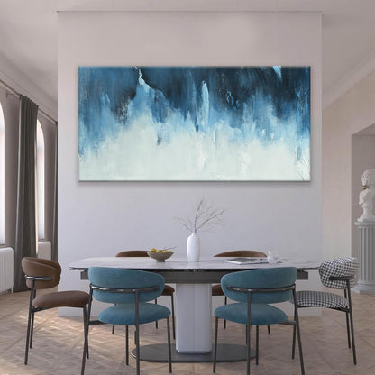 Canvas Wall Art Decor Large Wall Art Pictures For Living Room Abstract Art Work Decoration White Blue Wall Art Decor Abstract Wall Art Paintings Prints for Bedroom Office Kitchen Wall Decor 29" x 58"