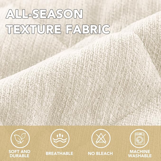 H.VERSAILTEX Chenille Couch Cover for Dogs Washable Soft Fuzzy Sofa Covers for 3 Cushion Couch Sectional Sofa Cover Thick Pet Couch Cover Protector Non-Slip Dog Bed Cover(Ivory, 28" x 102")