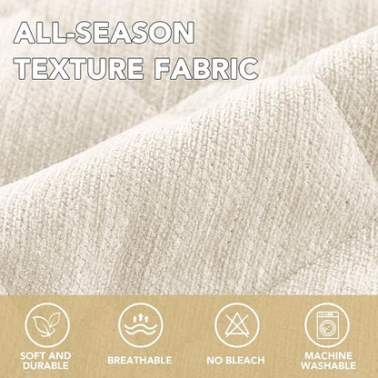 H.VERSAILTEX Chenille Couch Cover for Dogs Washable Soft Fuzzy Sofa Covers for 3 Cushion Couch Sectional Sofa Cover Thick Pet Couch Cover Protector Non-Slip Dog Bed Cover(Ivory, 28" x 102")