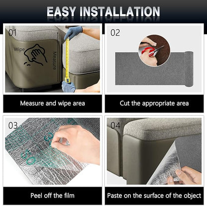 2Pack Total 78.7"x15.8" Cat Scratch Mat for Cat Couch Furniture and Wall Protector | Trimmable Self-Adhesive Carpet Climb Cat Scratcher for Covering Cat Tower and Replacement Pads (Light Grey)