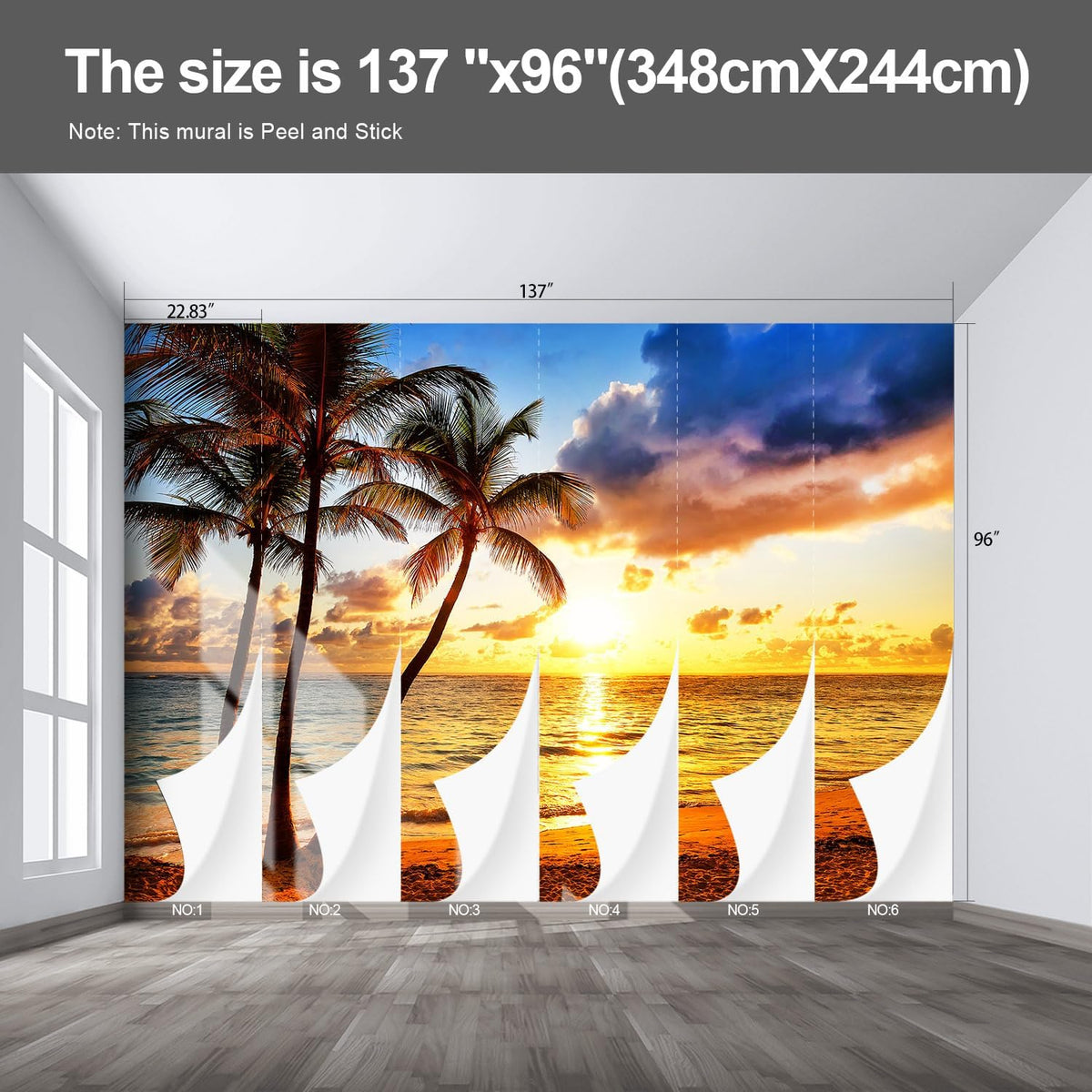 Beach Wall murals at Dusk Peel and Stick Sunset Wallpaper for Bedroom Living Room - 96"x137"