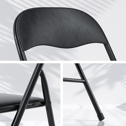 VECELO Folding Chairs 6 Pack Metal Portable with Soft PU Padded Seats for Home/Office/Party, Black