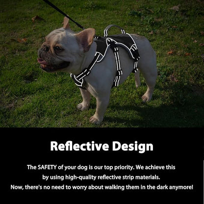 Escape Proof Dog Harness, Dachshund Harness, Reflective Dog Harness with Handle, Durable,Adjustable Vest for Small Medium Large Dogs Walking, Training, and Running Gear (Black,S)
