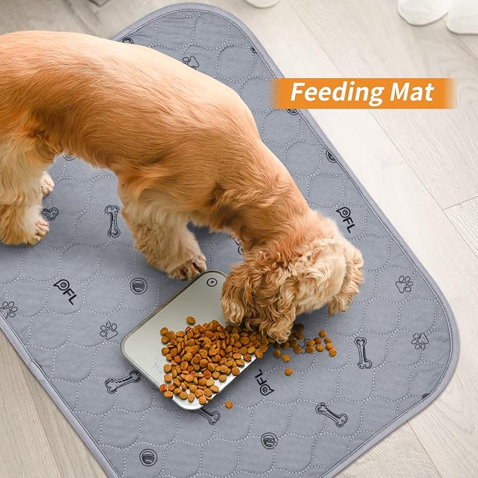 Washable Dog Pee Pads for Puppy, Non-Slip,Waterproof,4 Pack 18x24, Gray | Reusable, Absorbent,Machine Washable Puppy Pads for Whelping, Potty Training, Playpens, Senior Dog Incontinence,Housebreaking