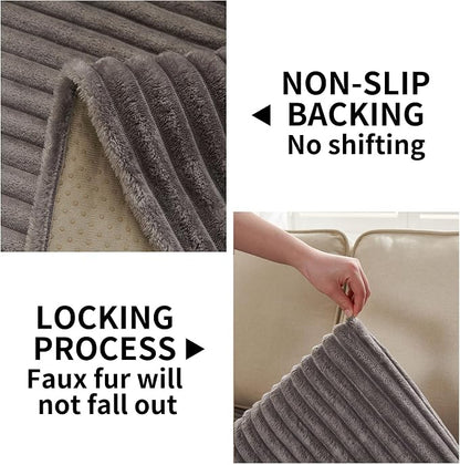 HAOMAIJIA Waterproof Couch Cover for Dogs Washable,Faux Fur Pet Couch Covers for Sofa,Soft Dog Bed Cover Non-Slip Couch Covers for 3 Cushion Couch Sofa Pet Friendly (Grey, 35" x 47" 1 Pack)