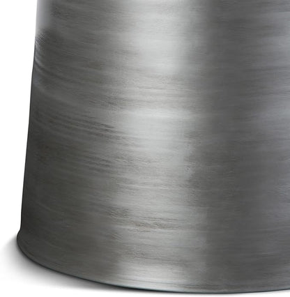 SIMPLIHOME Toby Metal Table - 17 inch Wide Solid Iron Drum Accent Table in Silver, Industrial Side or End Table for Living Room, Bedroom or Entryway with Sculptural Design, Assembled