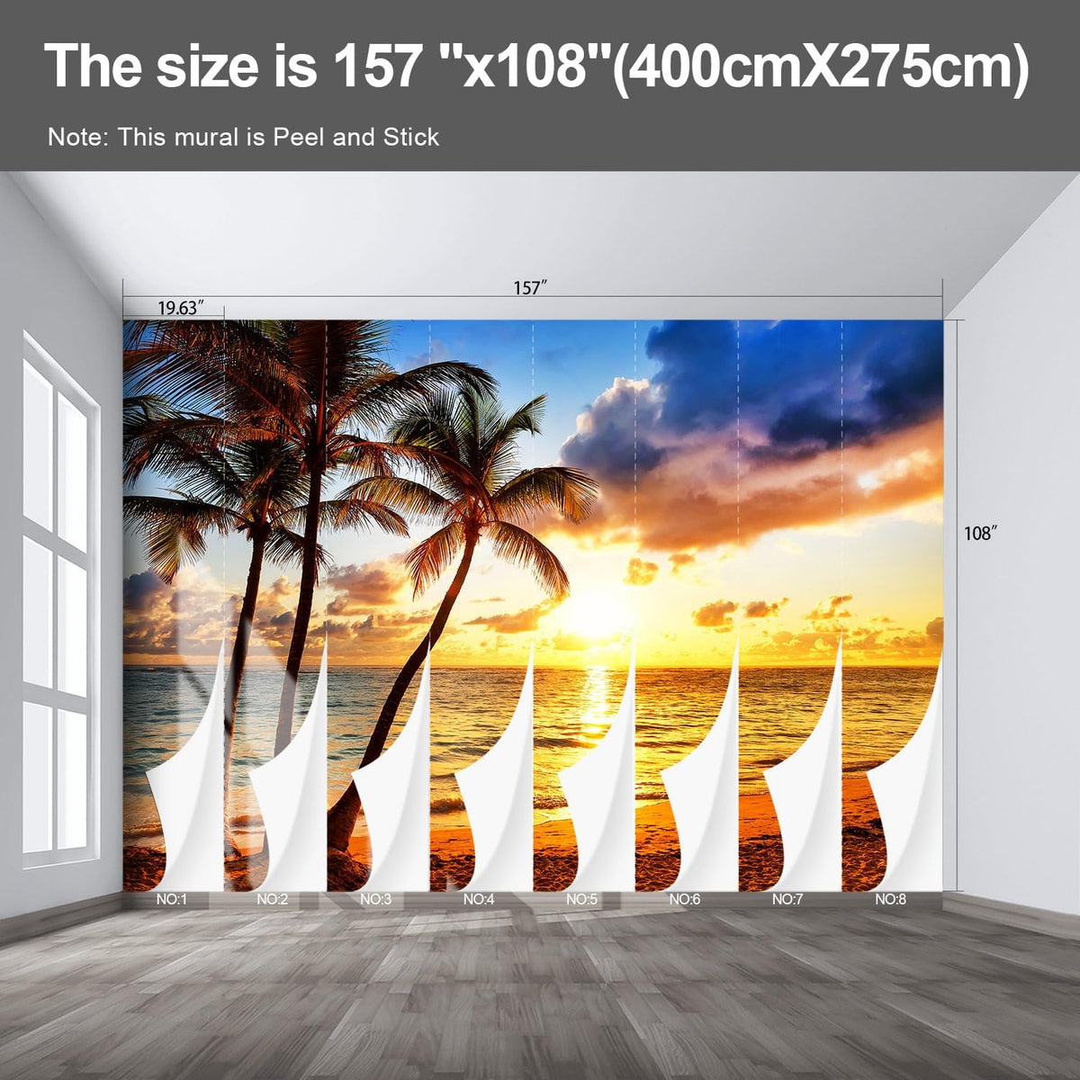 Beach Wall murals at Dusk Peel and Stick Sunset Wallpaper for Bedroom Living Room - 108"x157"
