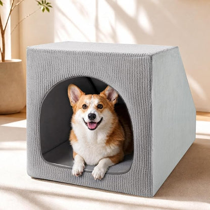 XL Indoor Dog House for Medium Large Dogs, Enclosed Dog Cave Bed | Washable Removable Cover, Spacious Pet House with Soft Cushion, Indoor Dog Bed for Large Breed, 36" L x 26" W x 26" H