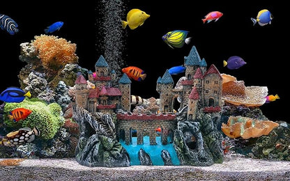 M2cbridge Antique Roman Column Ruins European Castle Aquarium Decorations Fish Tank Hideout Rocks (Large Castle)