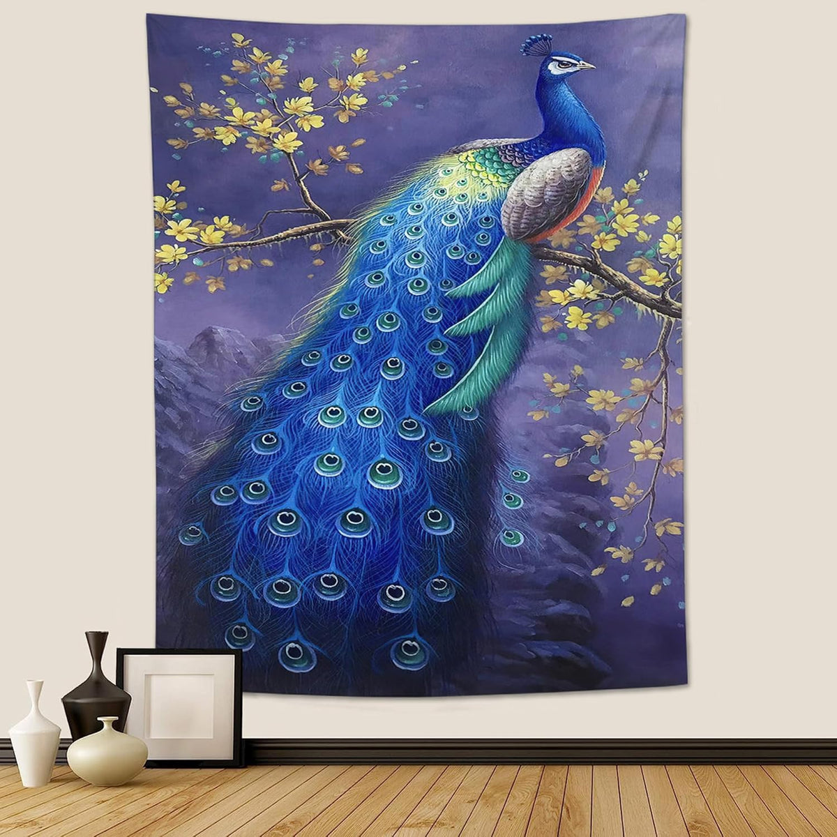 yowecso Peacock Tapestry - Purple Peacock Wall Hanging for Bedroom, Living Room & Dorm - Aesthetic Wall Decor - 60"x90"