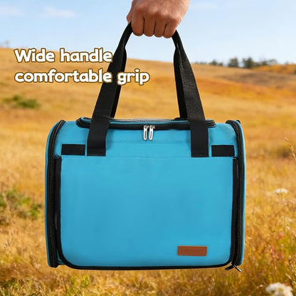 TWDEPART Cat Carrier Backpack - Multifunctional, Firm & Foldable with Roll-Up Shade, Breathable Design Includes Collapsible Bowl and Cushion (Blue)