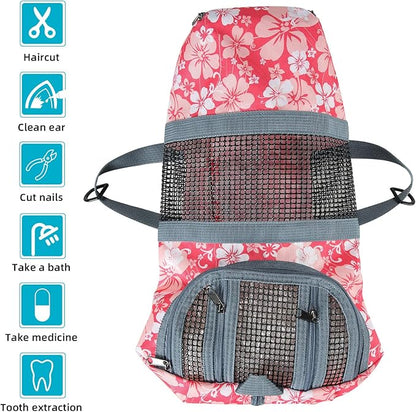Cinf Cat Nail Clipping Cleaning Grooming Restraint Bag No Scratching Biting for Bathing Nail Trimming Injecting Examining(Flower,M)