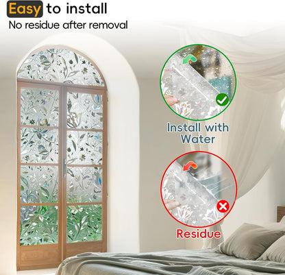 Rainbow Window Privacy Film Decorative, Stained Glass Window Tint for Home, 3D Decals Window Clings for Glass Windows, Static Cling Window Sticker, Suncatcher Window Cover,23.6" by 157.4"