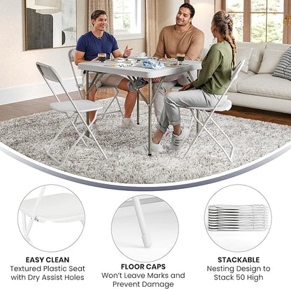 Flash Furniture Hercules Series Plastic Folding Chair - White - 20 Pack 650LB Weight Capacity Comfortable Event Chair-Lightweight Folding Chair