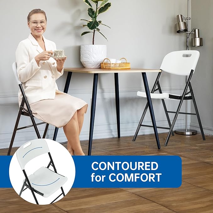60 Pack Thicker 800 LBS White Folding Chairs, Commercial Grade Folding Chair, Foldable Chairs for Events