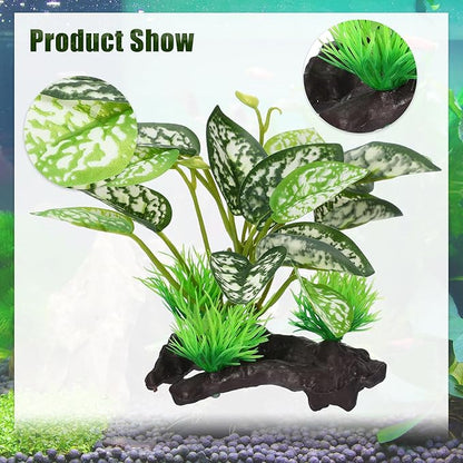 Aquarium Plastic Plants, Driftwood Betta Silk Plants, Silk Plants Aquarium Set Decor, Silk Aquarium Plants for Betta Fish (Green, 5pcs)