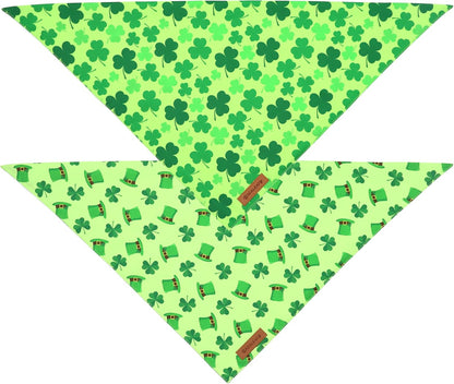 Realeaf St. Patrick's Day Dog Bandanas 2 Pack, Triangle Reversible Pet Scarf for Boys and Girls, Premium Durable Fabric, Holiday Bandana for Medium and Large Dogs (Large)