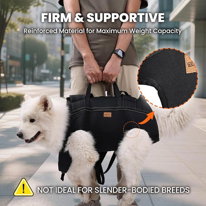 Dog Lift Harness Backpack Carrier for Large Dogs, Full Body Sling with Handle, Dog Harness for Joint Injuries, Arthritis, Ideal for Stairs, Elderly Dogs (X-Large 29-50LBS)