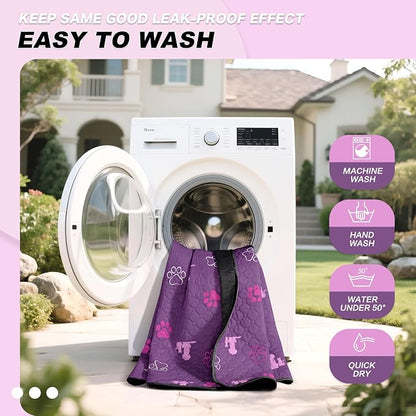 WanpeeGoo Washable Pee Pads, Puppy Pee Pad for Dogs, 2 Pack Absorbent Reusable Training Dog Pads Pet Puppy Pads, Non-Slip Potty Pads for Whelping, Playpen, Crate, Bed, Purple 24"x24"