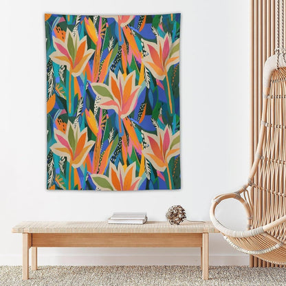 ICMOLYYENLO Boho Green Leaves Tapestry, Mid Century Abstract Tropical Palm Leaves Modern Minimalist Geometric Wall Hanging, Neutral Home Decor Art for Living Room Bedroom Dorm 60x80 Inch