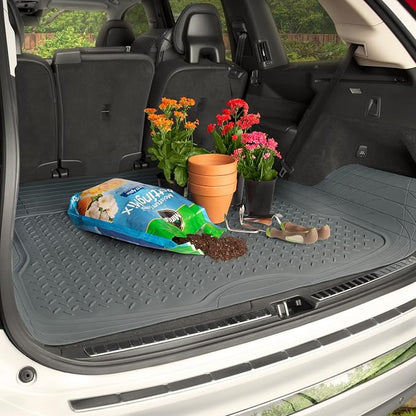 BDK Heavy Duty Rubber Cargo Mat Liner - All-Weather Trunk Protection, Trim-to-Fit Design for Cars, SUVs, Vans & Trucks - Non-Slip, Waterproof, Durable Cargo Floor Liner - 46" x 56.75" x 0.25" - Gray
