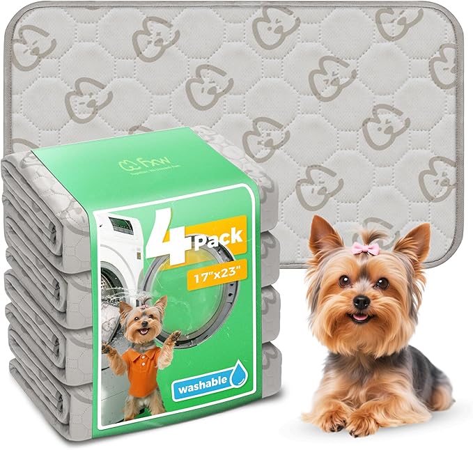 FXW Washable Pee Pads for Dogs, Puppy Pads with Super Absorbent, Specifically Designed for 24inch Cages, 17" x 23" Rectangle, Khaki, 4 Packs