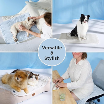Bedsure Cooling Dog Mat Extra Large - Q-Max>0.4 XL Thin Breathable Cold Crate Pad Indoor for Pets with Chill Cool Fiber and Non-Slip Bottom，Portable Washable Kennel Mat in Outdoor Summer, 41x28, Blue