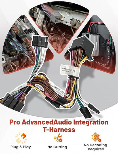 RED WOLF Advanced Audio Integration T-Harness for 2018-2024 Ford Bronco F150 Maverick Mustang Non-Amplified Radio Harness High-Level Input & Speaker Output Adapter for Aftermarket Amplifier Subwoofer