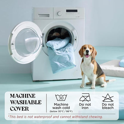 LESURE ApexCloud™ Cooling Dog Bed with Washable Cover for Medium Dogs, 29IN | Q-Max>0.5 Cool-Touch Fabric, Orthopedic Egg Crate Foam,Breathable Non-Slip Summer Mat,For Active Senior Long-Haired Pets,Blue