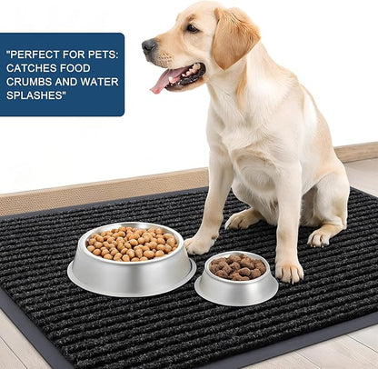 OLANLY Front Door Mat Indoor Outdoor Entrance, Waterproof Heavy Duty Doormat, Fade Resistant, Low Profile, Easy Clean Patio Porch Welcome Floor Mats for Entry, 47x17, Off-Black