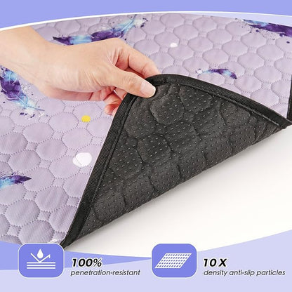 WanpeeGoo Washable Pee Pads for Dogs, 2Pack Reusable Puppy Pads, Super Absorbent & Leakproof Dog Pads, Anti-Slip Dog Pee Pads for Puppy Training & Incontinence, Feather Pattern 24"x36"