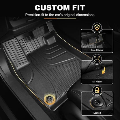 AOMSAZTO Floor Mats Compatible with 2018-2025 2026 Volkswagen Atlas (Not for Cross Sport) 7 Seats - VW Atlas TPE All Weather Protection Floor Mats & 2nd & 3rd Row Backrest Mat & Cargo Liner