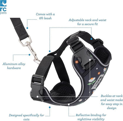 RC Pets Adventure Kitty Cat Harness | Adjustable Airmesh Vest with D-Ring and 6ft Leash for Walking and Travel |Splatter, Large