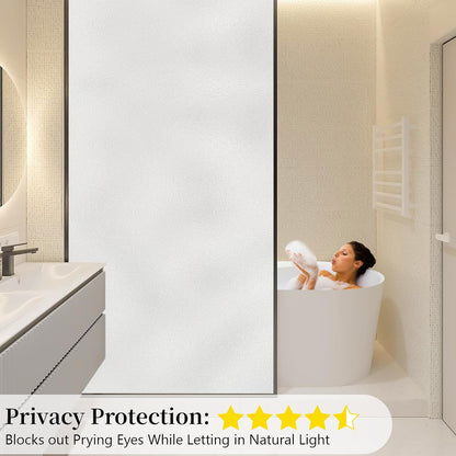 Niviy Etched Privacy Window Film Frosted Glass Static Cling Non Adhesive Window Frosting Film for Bathroom Home Office, White, 17.7 x 118 inch
