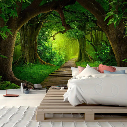FENDROM Nature Forest Tree Cave Tapestry Wall Hanging Landscape Stream Through Green Rainforest Tapestries Jungle Creek Psychedelic Wall Blanket for Living Room