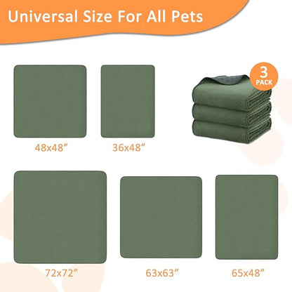 Bunlitent Washable Puppy Pads, Whelping Pads, 36'' x 48'', Green, 3 Packs | Quick-Dry, Non-Slip, Fast Absorbent, Reusable, Waterproof, Whelping Pads, For Incontinence, Housebreak, Crate