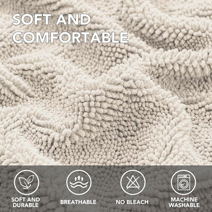 H.VERSAILTEX Non Slip Pet Couch Cover Chenille Dog Bed Protector Thick Soft Sofa Slipcover Pet Friendly Washable Couch Cushion Covers for Pets (68" x 82", Oatmeal)