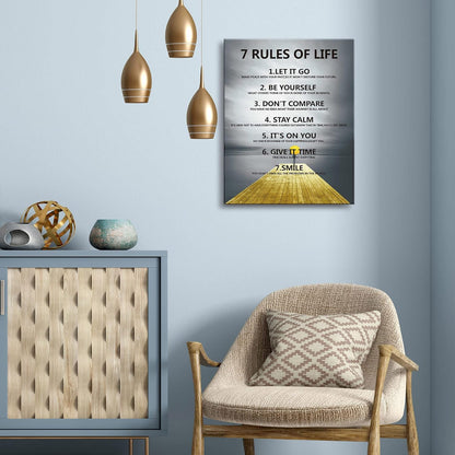 7 Rules of life wall decor Michael Jordan & Steph Curry Motivational Posters - Inspirational Wall Art for Boys Bedroom, Men's Room, Office, or Classroom Decor - Framed Canvas & Displate Style(16"X24") A-403