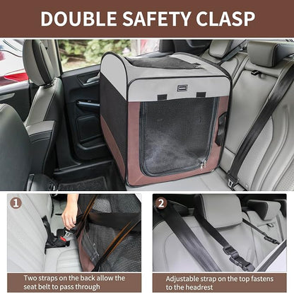 Dog Kennels and Crates for Medium Dogs, Portable Pop Up Indoor Pet Cage with Sturdy Wire Frame, Collapsible Travel Crate Soft Sided Cat Bag Escape Proof (Brown, 28.0" L x 18.0" W x 22.0" H)