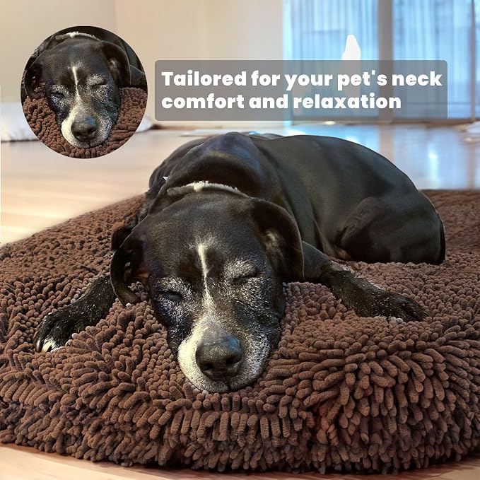 Muddy Mat® Cloud K-9 Bed for Dogs & Cats, Soft & Relaxing Donut Dog Bed, Chenille Material, Removable Cover, Washable & Dryer Safe–Brown Large(40'x40')