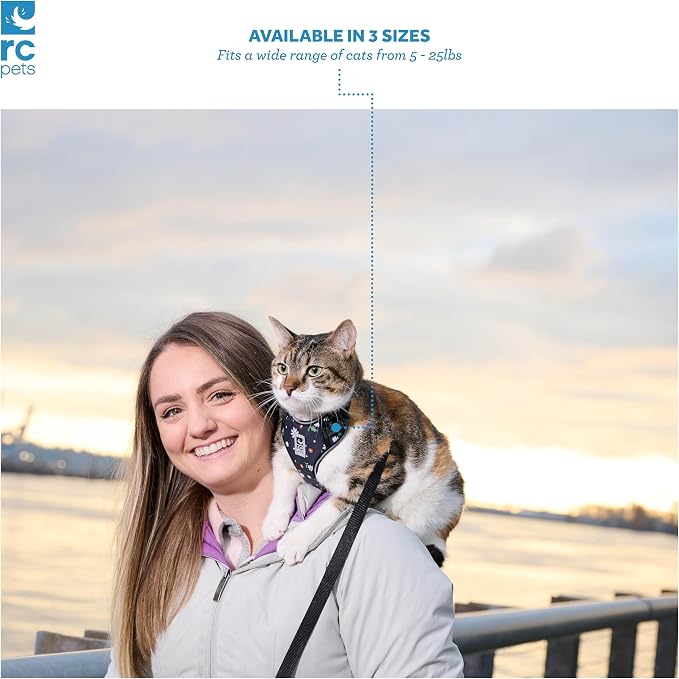 RC Pets Adventure Kitty Cat Harness | Adjustable Airmesh Vest with D-Ring and 6ft Leash for Walking and Travel | Multi Stripes, Large