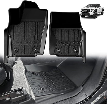 TripleAliners for Tacoma 2024 2025 2026 | Floor Mats First Row ONLY | for Double Cab & Access Cab All Weather Liners Compatible with 2024+ Toyota Tacoma Accessories (Fit Auto Trans), 2PC