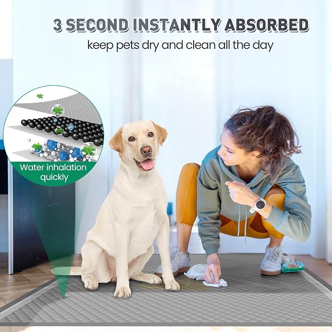31"x47" Activated Charcoal Dog Pee Pads - 150 Count,Extra Large，Super Absorbent, Leakproof, Long-Lasting Odor Control, Ideal for Large Dogs and Potty Training Puppies