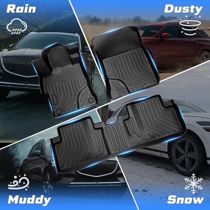 Sunsdrew Floor Mats for 2012-2015 Honda Civic Sedan, All Weather Car Mats Front Rear 2 Rows Floor Liners for Civic Accessories TPE Rubber Raised Edge (Not for Coupe)