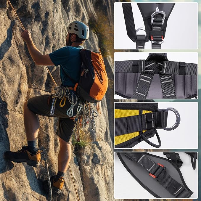 SOB Full Body Climbing Harness Can Be Inverted Thicken Widen Protect Waist Safety Harness Tree Work Rock Climbing Mountaineering Rescuing Work at Height