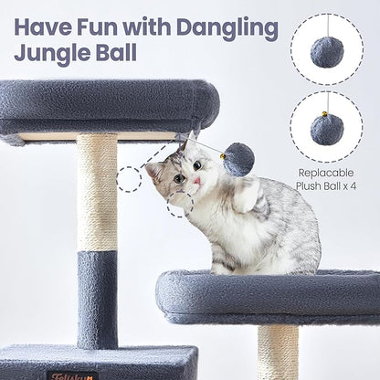 Cat Tree Tower for Indoor Cats Large Adult - 65 inch Extra Tall Cat Condo Trees with Scratching Post Hammock Perch - XL Sturdy Big Heavy Duty Multi Level Cat House Towers - Kitty Climbing Furniture