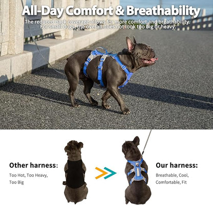 Escape Proof Harness - No Slip Dog Harness, Fully Reflective with Handle, Breathable, Durable, Adjustable Vest for Medium Dogs Walking, Training, and Running Gear (Sea Blue, M)