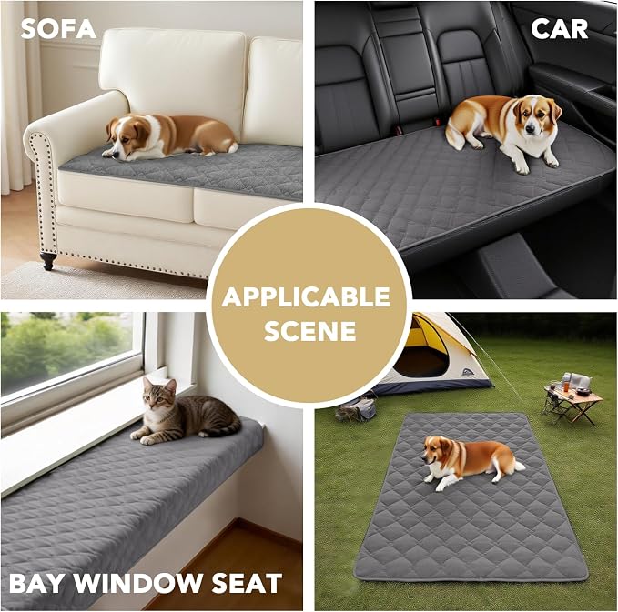 H.VERSAILTEX Chenille Couch Cover for Dogs Washable Soft Fuzzy Chair Covers Armchair Sectional Sofa Cover Thick Pet Couch Cover Protector Non-Slip Dog Bed Cover(Light Grey, 28" x 34")
