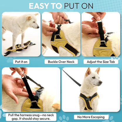 Gooby Escape Free Easy Fit X Step-in Dog Harness, Miami Yellow, Small | Patented escape-free, tightens on back-out; Choke-free X-frame + V-neck; Quick-release buckle; Reflective trim