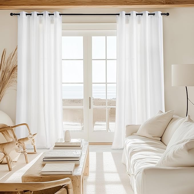NICETOWN Non-See-Through White Privacy Sheer Curtains 108 inches Long 2 Panels, 52" Wide Grommet Window Curtains Drapes for Living Room Bedroom- Home Decoration Light Filtering Elegant Window Drapes
